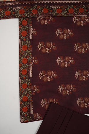 Original Tawakal printed Khaddar shirt with printed shawl and plan bottom ZT-33