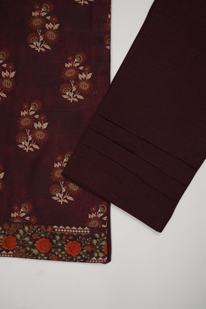 Original Tawakal printed Khaddar shirt with printed shawl and plan bottom ZT-33