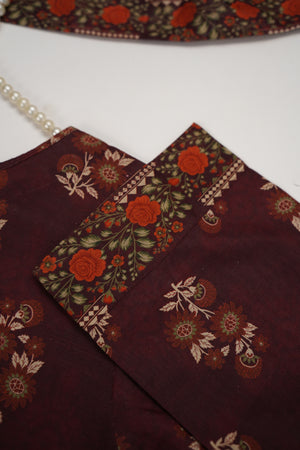 Original Tawakal printed Khaddar shirt with printed shawl and plan bottom ZT-33