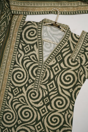 Original Tawakal printed Khaddar shirt with printed shawl and plan bottom ZT-27