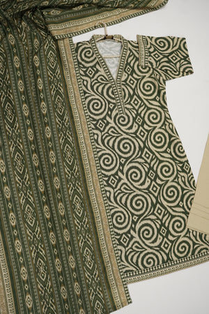 Original Tawakal printed Khaddar shirt with printed shawl and plan bottom ZT-27