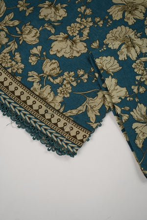 Original Bin Saeed printed Khaddar  shirt with printed shawl and printed bottom ZT-22