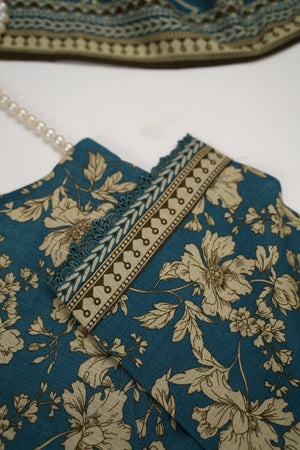 Original Bin Saeed printed Khaddar  shirt with printed shawl and printed bottom ZT-22