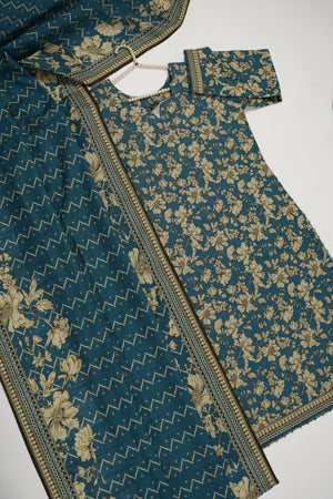 Original Bin Saeed printed Khaddar  shirt with printed shawl and printed bottom ZT-22