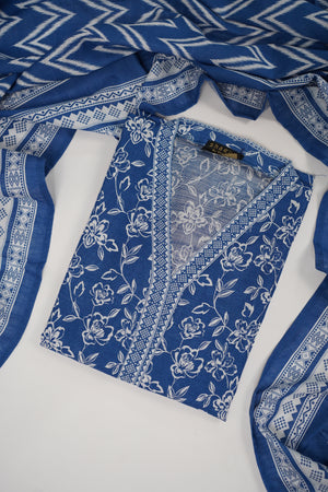 Original Bin Saeed printed Khaddar  shirt with printed shawl and plan bottom ZT-23
