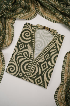 Original Tawakal printed Khaddar shirt with printed shawl and plan bottom ZT-27