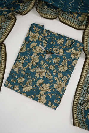 Original Bin Saeed printed Khaddar  shirt with printed shawl and printed bottom ZT-22