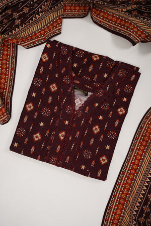 Original Bin Saeed printed Khaddar  shirt with printed shawl and printed bottom ZT-20
