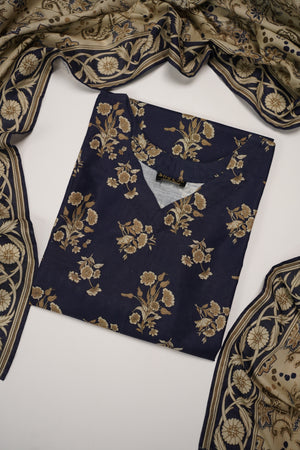 Original Tawakal Printed Khaddar Shirt with printed shawl and plan bottom ZT-26