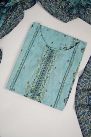 Original Bin Saeed printed Khaddar  shirt with printed shawl and plan bottom ZT-25