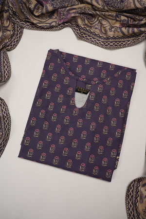 Original Tawakal printed Khaddar shirt with printed shawl and plan bottom  ZT-32
