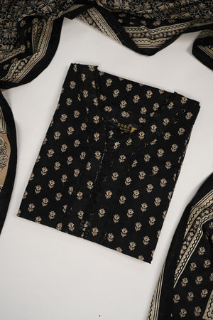 Original Bin Saeed printed Khaddar  shirt with printed shawl and plan bottom ZT-24