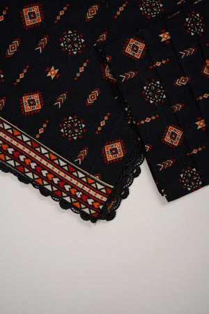 Original Bin Saeed printed Khaddar  shirt with printed shawl and printed bottom ZT-18