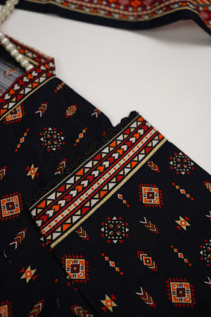Original Bin Saeed printed Khaddar  shirt with printed shawl and printed bottom ZT-18