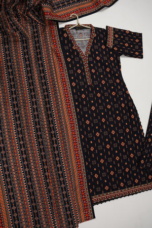 Original Bin Saeed printed Khaddar  shirt with printed shawl and printed bottom ZT-18