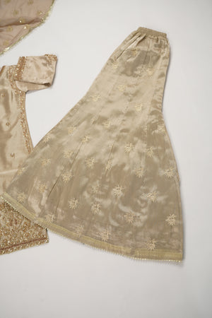 Noor-e-Fishan  Premium Masori shirt with pure chiffon scarf and premium Masori Plazzo STQ-03