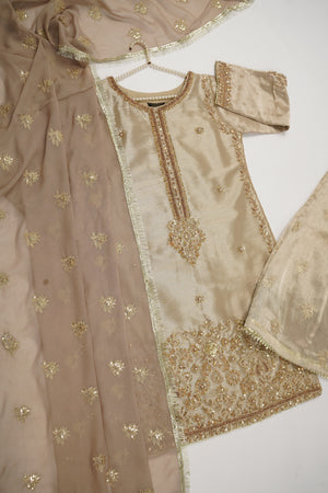 Noor-e-Fishan  Premium Masori shirt with pure chiffon scarf and premium Masori Plazzo STQ-03