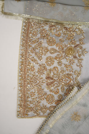 Noor-e-Fishan Premium Masori shirt with pure chiffon scarf and premium Masori Plazzo STQ-01