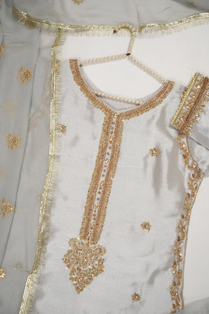 Noor-e-Fishan Premium Masori shirt with pure chiffon scarf and premium Masori Plazzo STQ-01