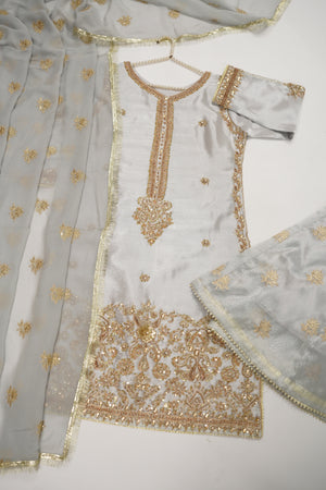 Noor-e-Fishan Premium Masori shirt with pure chiffon scarf and premium Masori Plazzo STQ-01