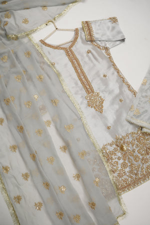 Noor-e-Fishan Premium Masori shirt with pure chiffon scarf and premium Masori Plazzo STQ-01