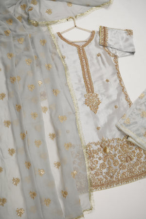 Noor-e-Fishan Premium Masori shirt with pure chiffon scarf and premium Masori Plazzo STQ-01