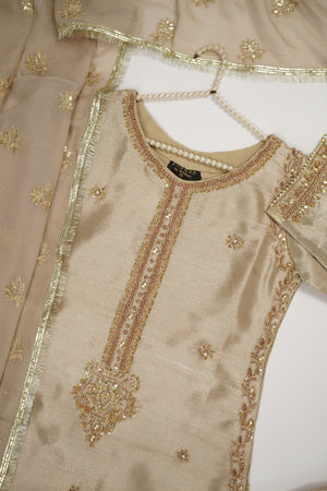 Noor-e-Fishan Premium Masori shirt with pure chiffon scarf and premium Masori Plazzo STQ-02