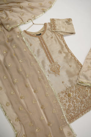 Noor-e-Fishan Premium Masori shirt with pure chiffon scarf and premium Masori Plazzo STQ-02