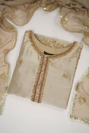 Noor-e-Fishan Premium Masori shirt with pure chiffon scarf and premium Masori Plazzo STQ-02