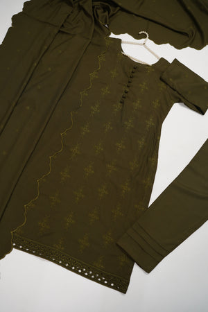 Maya Collection by Sobia Waseem chikankari embroidered Dhanak shirt with embroidered shawl and plan bottom MDC-06