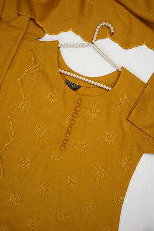 Maya Collection by sobia waseeem Chikankari embroidered Dhanak shirt with embroidered shawl and plan bottom MDC-07