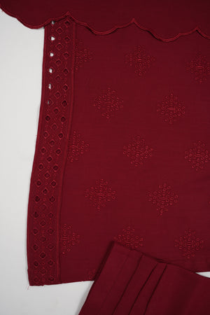 Maya Collection by Sobia Waseem Chikankari embroidered Dhanak Shirt with embroidered shawl and plan bottom MDC-03