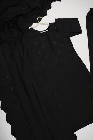 Maya Collection by Sobia Waseem chikankari embroidered dhanak shirt with embroidered shawl and plan bottom MDC-04