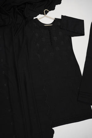 Maya Collection by Sobia Waseem chikankari embroidered dhanak shirt with embroidered shawl and plan bottom MDC-04