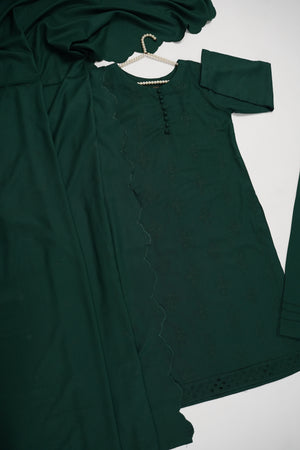 Maya Collection by Sobia Waseem chikankari embroidered Dhanak shirt with embroidered shawl and plan bottom MDC-05