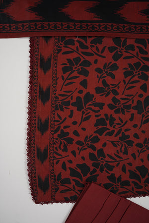 Salina by Sobia Waseem printed khadar shirt with printed shawl and plain bottom SKC-06