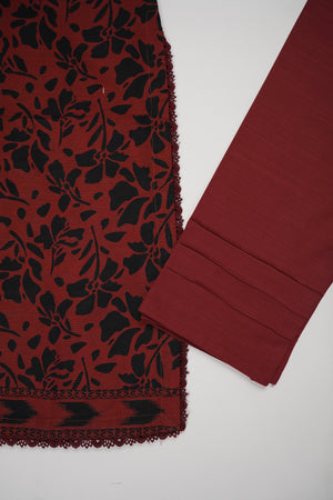 Salina by Sobia Waseem printed khadar shirt with printed shawl and plain bottom SKC-06