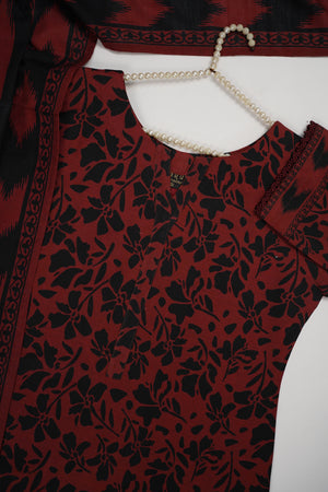Salina by Sobia Waseem printed khadar shirt with printed shawl and plain bottom SKC-06