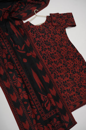 Salina by Sobia Waseem printed khadar shirt with printed shawl and plain bottom SKC-06