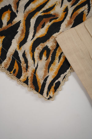 Salina by Sobia Waseem printed khadar shirt with printed shawl and plain bottom SKC-10