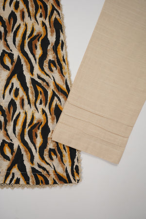 Salina by Sobia Waseem printed khadar shirt with printed shawl and plain bottom SKC-10
