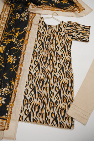 Salina by Sobia Waseem printed khadar shirt with printed shawl and plain bottom SKC-10