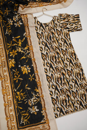 Salina by Sobia Waseem printed khadar shirt with printed shawl and plain bottom SKC-10