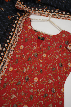 Salina by Sobia Waseem printed khadar shirt with printed shawl and plain bottom SKC-07