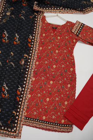 Salina by Sobia Waseem printed khadar shirt with printed shawl and plain bottom SKC-07