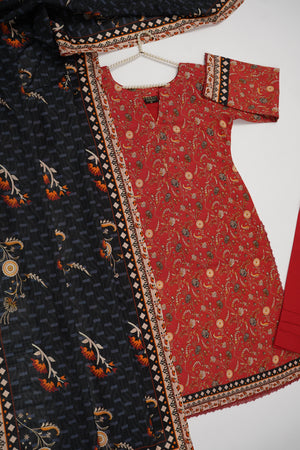 Salina by Sobia Waseem printed khadar shirt with printed shawl and plain bottom SKC-07