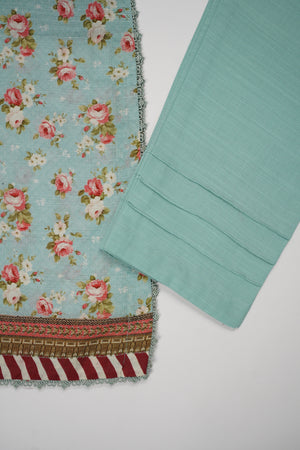 Salina by Sobia Waseem printed khadar shirt with printed shawl and plain bottom SKC-08