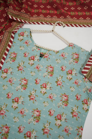Salina by Sobia Waseem printed khadar shirt with printed shawl and plain bottom SKC-08