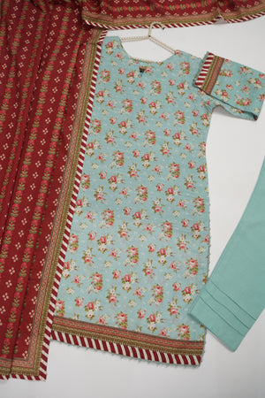 Salina by Sobia Waseem printed khadar shirt with printed shawl and plain bottom SKC-08