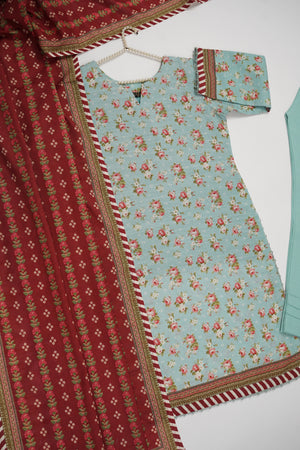Salina by Sobia Waseem printed khadar shirt with printed shawl and plain bottom SKC-08